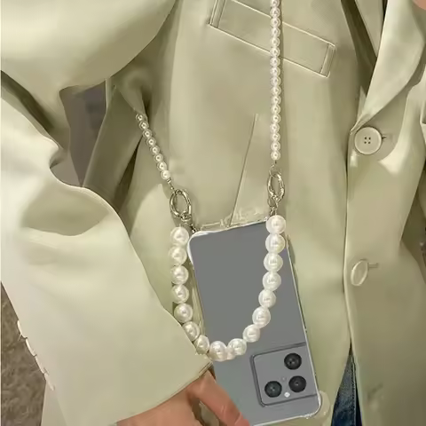 For Sony Xperia 1 VIII Pearl Chain Crossbody Lanyard Phone Case For Sony Xperia 1 VIII Transparent S