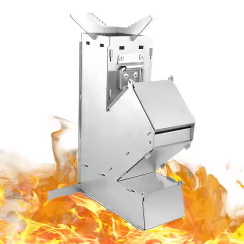 Camping Mini Wood Stove Portable Tent Firewood Stove Detachable Wood Burner Stainless Steel Rocket S