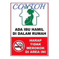 [MJ] HVS Sticker NO SMOKING HAS PREGNANT WOMEN IN THE HOME A6 Size (15X10 cm) Sticker