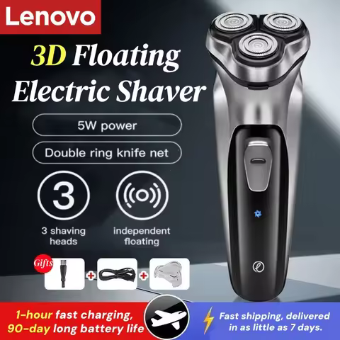 Lenovo Electric Rotary Shaver 9D 3D Floating Head Waterproof USB Rechargeable Beard Trimmer Cordless