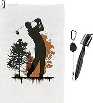 Ecezatik Men Playing Golf - Golf Towels for Golf Bags Men with Clip - Golf Accessories for Men, Golf Gifts for Men, Gifts for Men Golfers Golf Lovers, Golf Towel and Brush Set