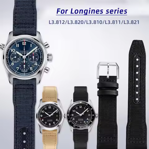 For Longines Pioneer comcast Sports watchband L3.810 L3.820 742 Pilot Nylon Canvas leather bottom Me