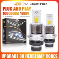 Dualvision D2S LED D4S D1S D3S Car Headlight Bulb HID D2H D1R D3R Xenon 100000LM 180W 6000K Plug&Pla