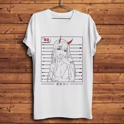 DARLING in FRANXX, Kawaii Waifu, ZERO TWO 02, Funny Anime Tshirt, Men White Casual T-Shirt, Unisex O