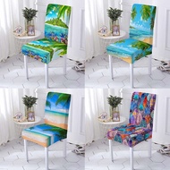 Seaside landscape Pattern Chair Cover Elastic Spandex Fabric Seat Cover Detachable Chair Slipcover For Dining Room Banquet Decor