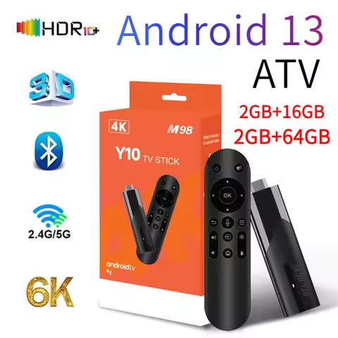 M98 Y10 Smart TV Stick Android 13 ATV Allwinner H618 support 2.4G 5G Dual Wifi BT 5.0 HDR10 6K OTA M