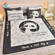 Cartoon 3-in-1 Mat, Ice Silk Latex Mattress Protector, Giant Panda Ice Pad, Skin-friendly and Breathable, Single/Queen/King/Super King Pillowcase