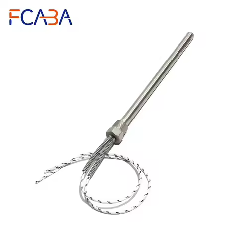 FCABA 16mm Dia 100~200mm DN20/25mm Thread Cartridge Heater 201 Stainless Steel Heating Rod with Nut 