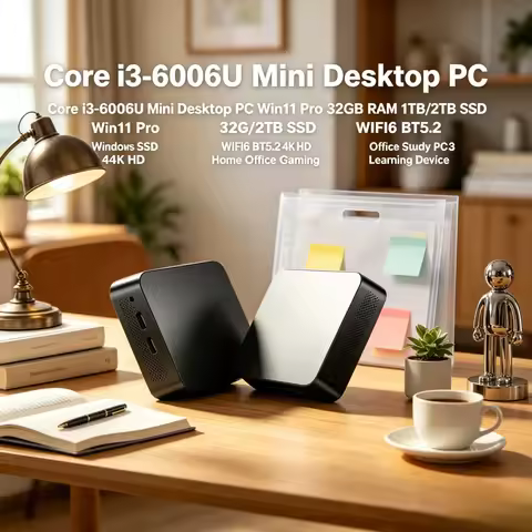 Core I3-6006U Mini Desktop PC Win11 Pro 32GB RAM 1TB/2TB SSD WiFi6 BT5.2 4K HD Home Office Gaming Le