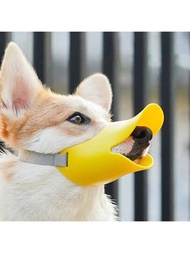 狗用口套,軟矽膠鴨子口罩,可調式皮帶,適用於小型和中型狗,防止叫聲,咬和啃