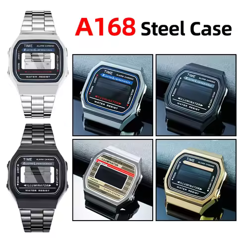 A168WA Mod kit Stainless Steel Case For Casio A168 A168WA watch Modified upgrade metal Bezel with gl