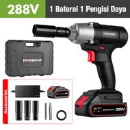 IRONHOOF Mesin Bor Impact Baterai 388V Bor Baterai 17mm Impact Wrench Brushless Impact Tool 420N.M