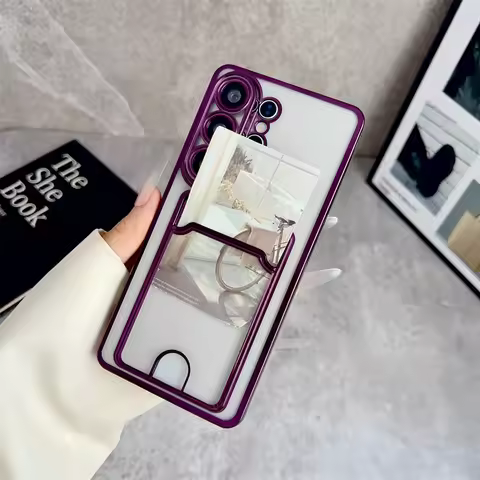 Clear Card Pocket Wallet Case for Samsung Galaxy S26 Ultra S25 S24 FE S23 S22 S21 A55 A56 A36 A26 A0