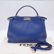 Fendi Peekaboo 藍色 牛皮內拚蛇皮 小怪獸 手提包 肩背包 斜背包