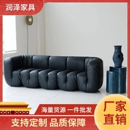 Modul sofa rumah gaya kreatif Nordic abad pertengahan, sofa kulit bergaya hotel, kerusi sofa reka be
