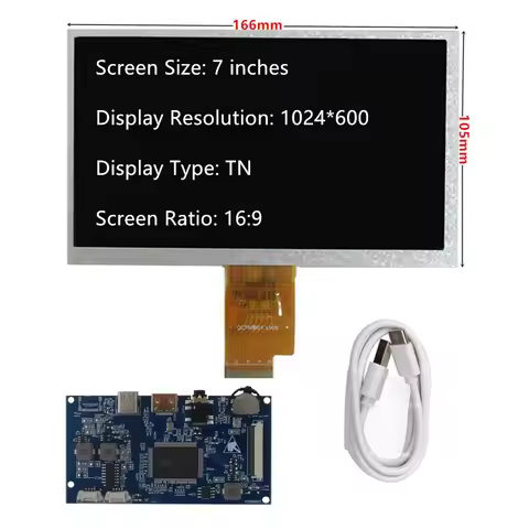 7 Inch EJ070NA-01J Portable LCD Display Screen Type-c/Mini HDMI Driver Control Board Raspberry Pi PC