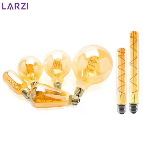 2-10pcs Retro LED Spiral Filament Light Bulb E14 E27 4W 220V Warm Yellow C35 A60 ST64 T185 T225 G80 