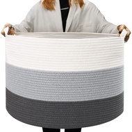 Large Cotton Rope Basket Woven Baby Laundry Basket with Handle Nursery Basket Soft Toy Storage Baske