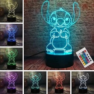 Stitch Night Light Stitch Gifts for Girls - 3D LED Intelligent Remote Control 16-Color Lamp for Chil