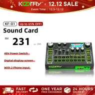 KoorFly Creative Sound Card Set Penuh Profesional KF01 48V Audio Mikrofon Mixer Sound Card Console F