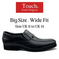 Touch Original Cowhide Leather Wide Feet Formal Shoes Slip On for Men Plus Size Kasut Kulit Kaki Leb
