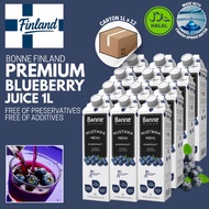 Bonne Finland Wild Bilberry Juice 1L x12 | Bulk Carton | No Preservatives Antioxidant Halal Finnair