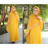 JUBAH MODEN A CUT / JUBAH TABURAN BATU SWAROSKI / JUBAH VIRAL / JUBAH RATU ARAB WARNA  MUSTARD