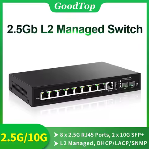 GoodTop 2.5Gb Web Managed Switch 8 Port 2.5G Network Switch with 2 Port 10G SFP+ Managed Homelab Int