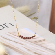 LAMOON Vingate Necklace 925 Silver Necklace For Women Natural Mini Garnet Gemstone Pendant 14K Gold
