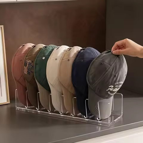 Acrylic Cap Storage Rack with Slots Baseball Cap Display Stand Cap Storage Container Household Stora