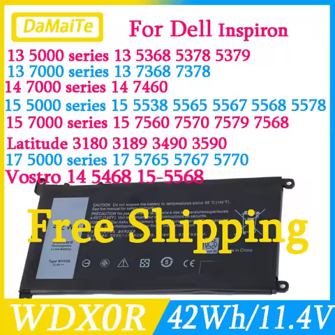 WDX0R 42Wh For DELL WDXOR Battery Inspiron 13 5368 5378 7368 14 7460 7472 5468 15 5538 5567 5568 537
