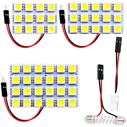12 15 24 SMD 5050 LED Auto Panel Light Reading Dome Bulb Car Interior Roof Map Lamp With T10 W5W C5W