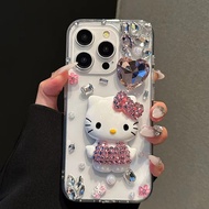 Vỏ chống sốc 3D Sanrio Hello Kitty xuyên thấu đính kim cương Ốp điện thoại cho OPPO A18 4G / A38 4G