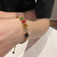 Five-colored bracelet mixed with 5 five-element stones for peace and luck, high-end feng shui bracel