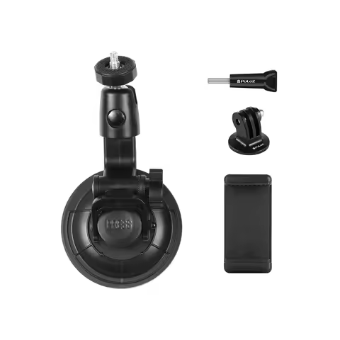 PULUZ Car Suction Cup Mount with Phone Clamp / Screw / Tripod Adapter Car Stand Holder