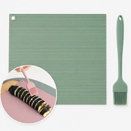 SILI GARDEN Silicone Gimbap Rolling Mat & Oil Brush Set Gray 2-Piece | Made in Korea