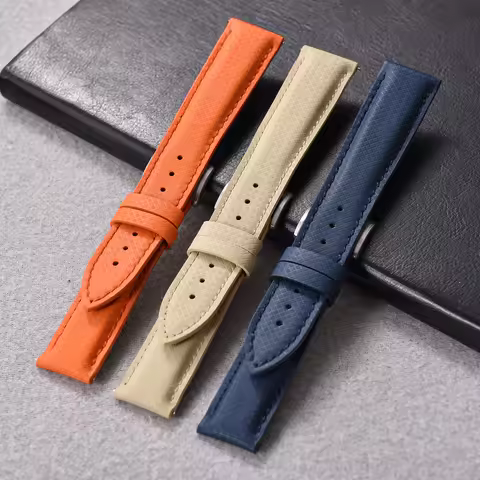 18/19/20/22mm FKM Rubber Strap Snug Fit Dual Material Leather Composite Replacement Strap