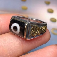 Tibetan Dzi bead ring at one glance artificial Dzi bead inla Tibetan Dzi Bead ring one Eye artificia