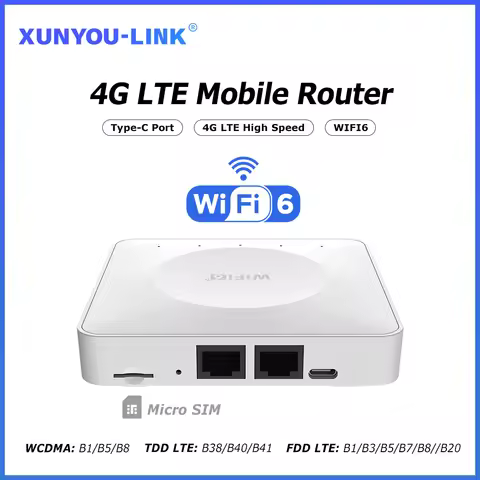 4G LTE Router WiFi 6 SIM Card Modem Support 32 Device Connections Mobile Wireless Router Typc-C Inte