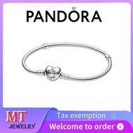 Hot selling 100% S925 sterling silver couple ladies Pandora jewelry DIY Heart Clasp Snake Chain Brac