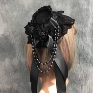 Gothic Dark Top Hat Lolita Headwear Halloween Hair Accessories Vampire Photo Party Accessories