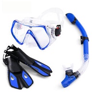 遊泳潛水鏡 腳蹼潛水鏡呼吸管浮潛三件套裝 矽膠防霧鋼化玻璃面鏡