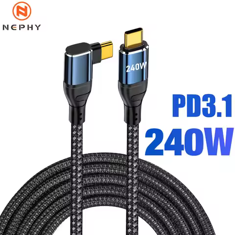 90 Degree Elbow Super fast charging PD 3.1 240W USB Type C to C Cable For iPhone 15 Apple iPad Macbo