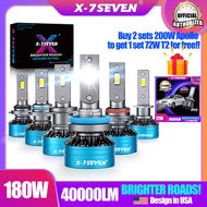 X-7SEVEN X-Apollo 180W 40000LM 6500K CANBUS 12/24V LED Headlight Bulb For Car H4 H11 9005 9006 H7 H1