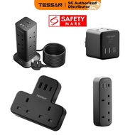 TESSAN - SG Safety Mark, Wall Multi Plug Sockets Adapter Power Extension Tower with USB & Type C