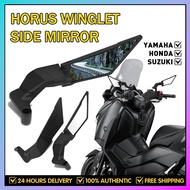 Horus Winglet Side Mirror 28cm Large Universal Full Alloy Adjustable Mount Walang with Clear Lens