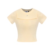 Áo baby tee nữ họa tiết phối 2 dây DKMV màu đen kem thiết kế logo con cá inox độc đáo Limmi Baby Tee