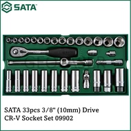 SATA 09902 33pcs 3/8" (10mm) Drive  CR-V Socket Tray Set