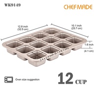 CHEFMADE Brownie Cake Pan 12-Cup Non-Stick Square Muffin Pan Blondie Bakeware Baking WK9149