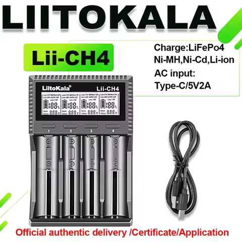 LiitoKala Lii-CH4 CH2 3.7V 3.85V Li ion 18650 1.2V 1.5V Ni MH AA AAA 3.2V/3.65V LiFePO4 Rechargeable
